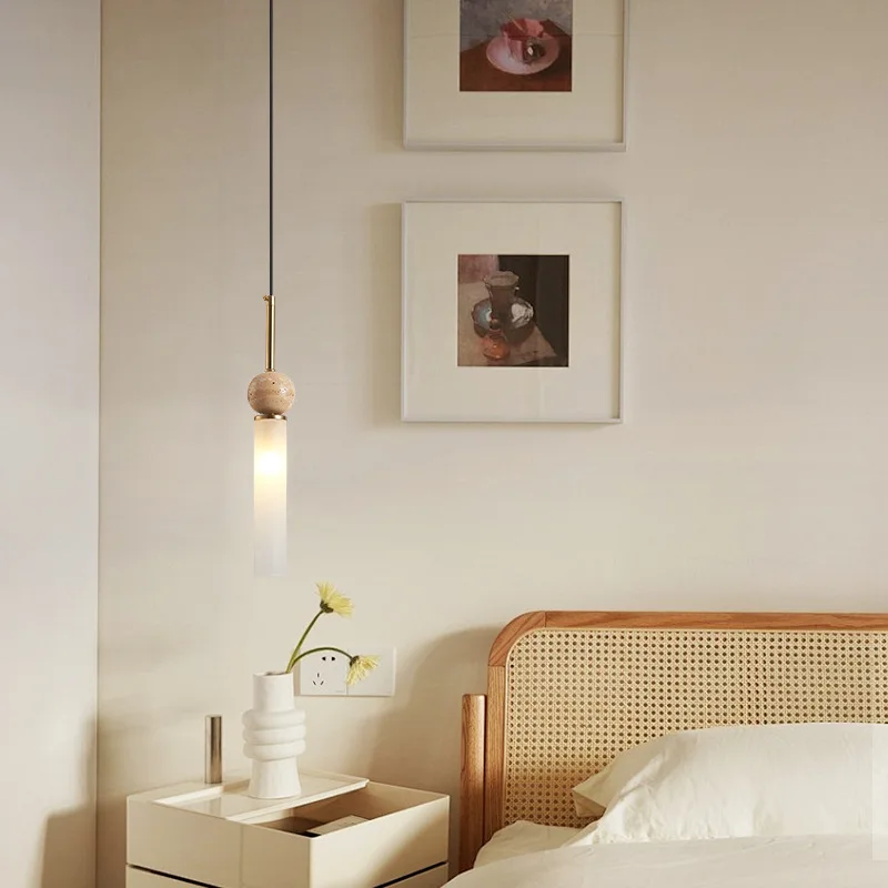 Nordic moderno casa soggiorno Lampadario a LED bancone bar camera da letto in famiglia balcone semplice lampadario in pietra gialla con grotta