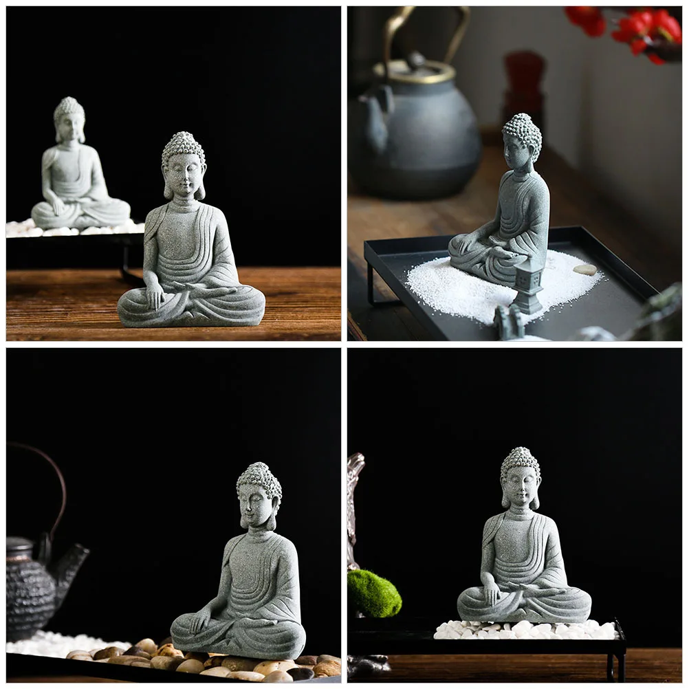 

Buddha Statue Decor Premium Sandstone Compact Size For Garden Yard Balcony Home Office Zen Micro Landscape Adornment Garden