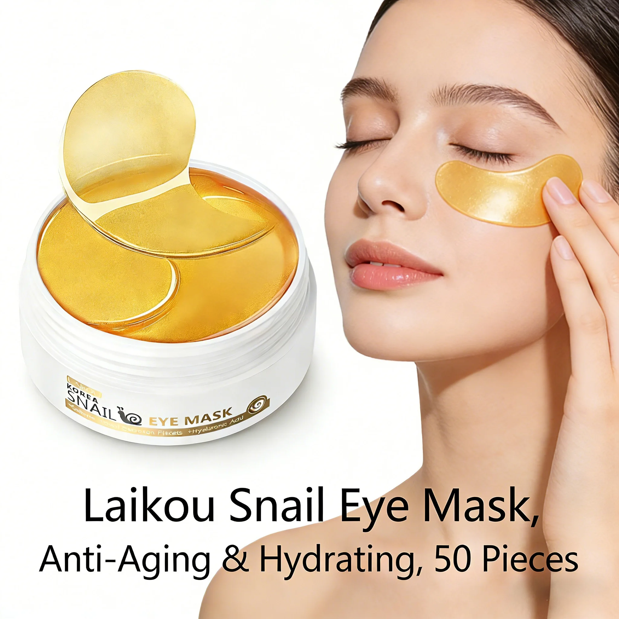 

Маска для кожи вокруг глаз LAIKOU с экстрактом улитки или сакуры, антивозрастная, увлажняющая, уменьшающая темные круги и отечность, 50 штук для ежедневного ухода за кожей вокруг глаз