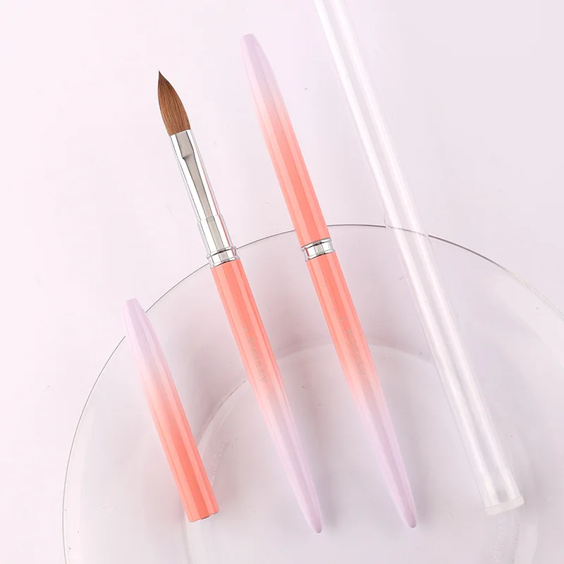 แปรงทำเล็บขนโคเลียนสกี้ 1 ชิ้น สำหรับอะคริลิค เจลยูวี ปากกาแกะสลัก แปรงสำหรับทาสีผงเหลว DIY อุปกรณ์วาดภาพบนเล็บ