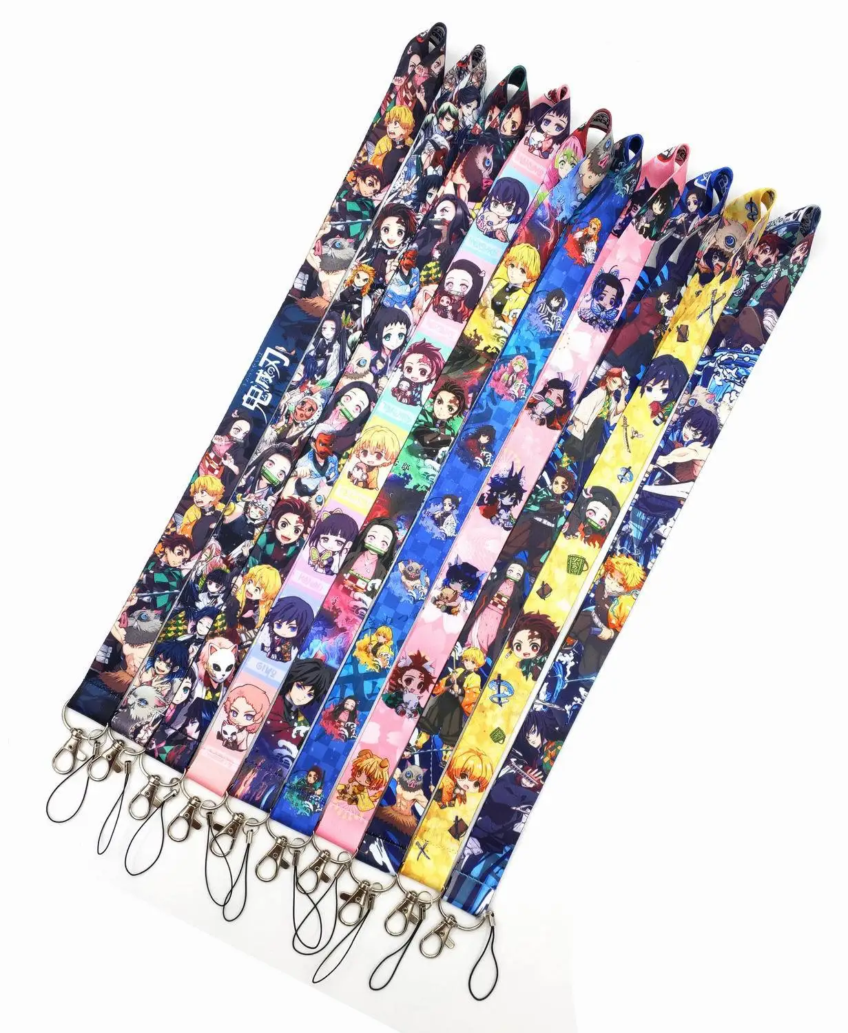 Disney Kimetsu no Yaiba Printed Keychain Lanyard For Keys ID Badge Holder Neck Strap Hang Rope Webbing Ribbon