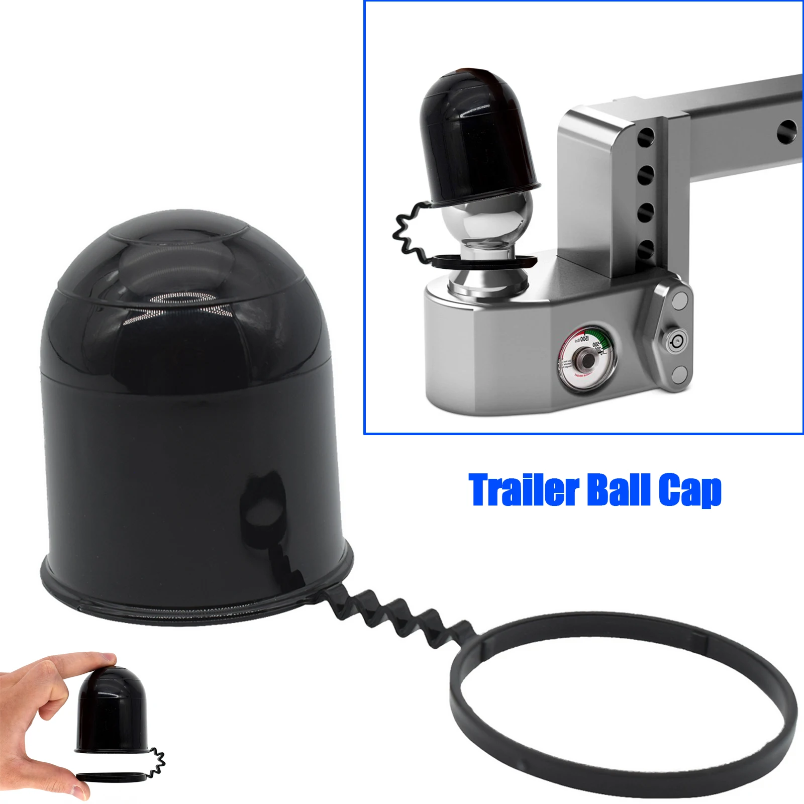 Universal 50Mm Tow Bar Cap Black Durable Caravan Trailer Protection Towing Hitch Tow Ball Cover Car Accessories  Prevent Falling