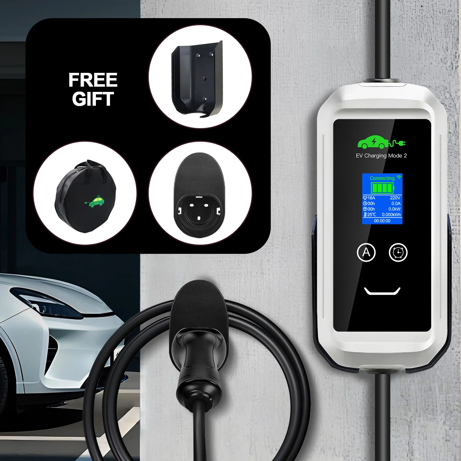 شاحن سيارات كهربائية محمول 3.6KW 16A 1Phase Type2 Plug Type1 صندوق شحن 3.5 متر كابل ضبط التيار لمحطة شحن السيارة الكهربائية #2