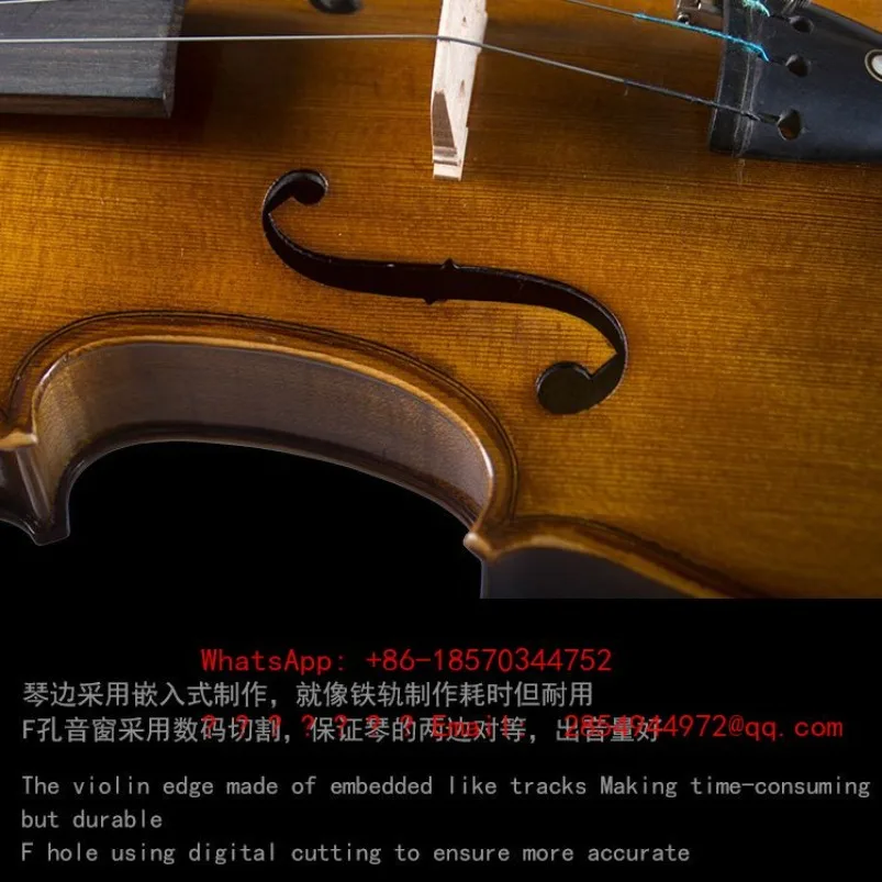 Professional Playing Grade Violin Musical Instrument All Solid Wood Handmade Violin