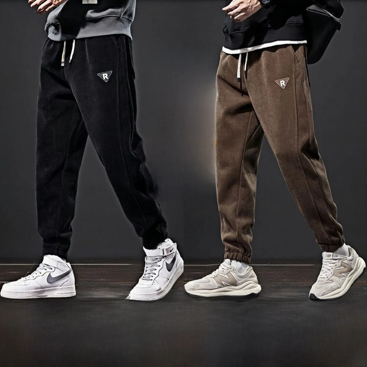 

Men's Corduroy Straight Leg Casual Pants Thiened Fce Warm Heavy Du Dad Sport Sweatpants Autumn Winter Leisure Trousers