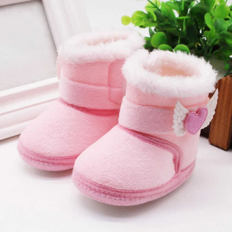 Newborn Baby Girl Plush Snow Booties Winter Warm Shoes Non-Slip Sneaker Walking Soft-Soled Toddler Children First Walkers