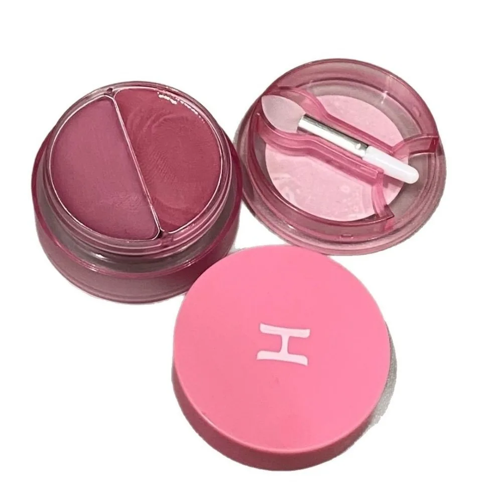 كريم شفاه وخد 2 في 1 كريمي يدوم طويلاً، بقع شفاه وردية اللون، تأثير مرآة عالي اللمعان، تطبيق مكياج أحمر الخدود بلونين