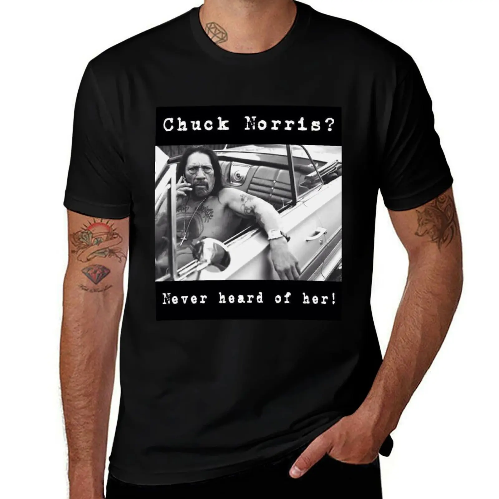 

Machete Chuck Norris Never heard about him T-Shirt t shirt personalised cotton t shirt pack T-Shirt