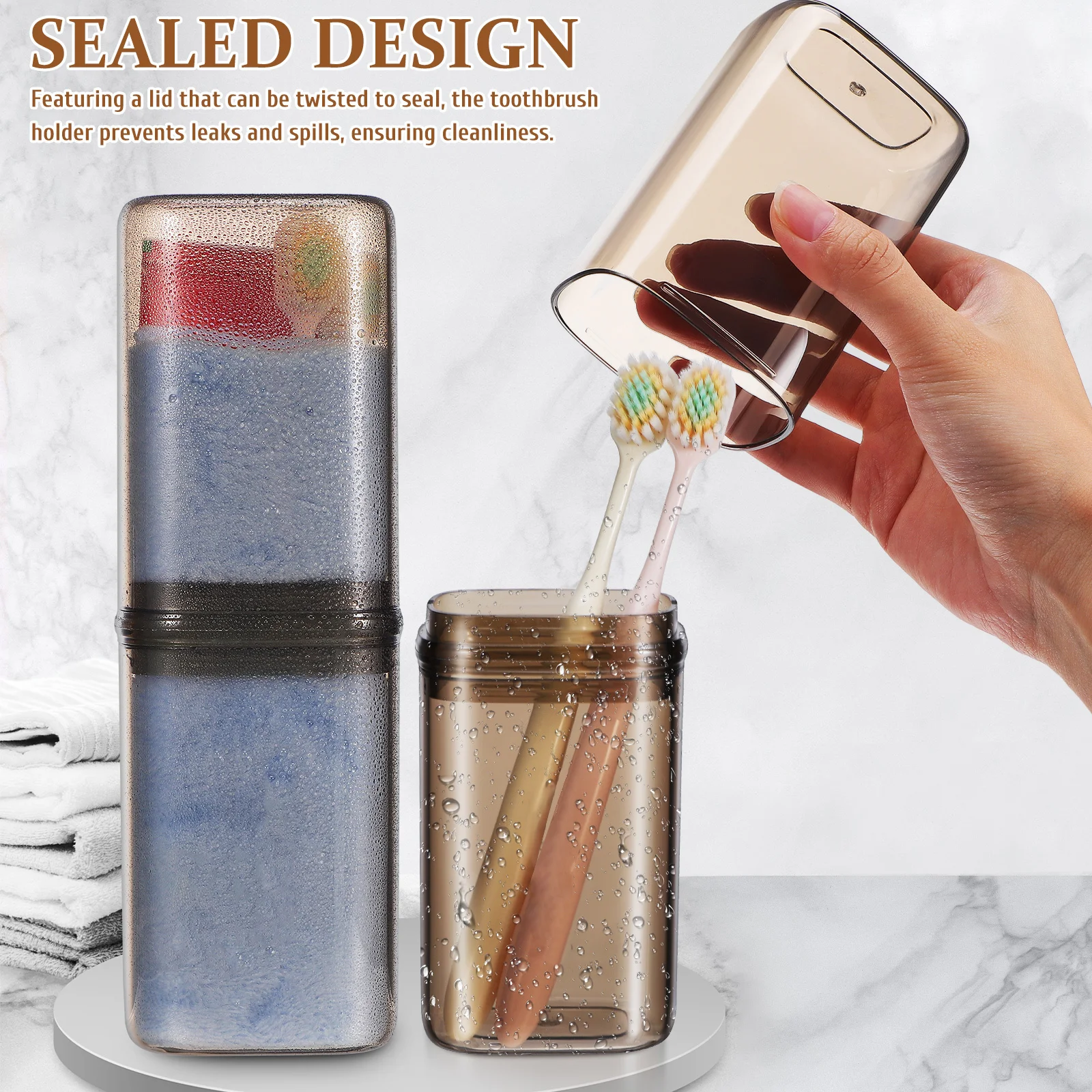 حامل فرشاة الأسنان للسفر، علبة فرشاة الأسنان خفيفة الوزن، حاوية تخزين محكمة الغلق، كوب شطف، إكسسوارات السفر