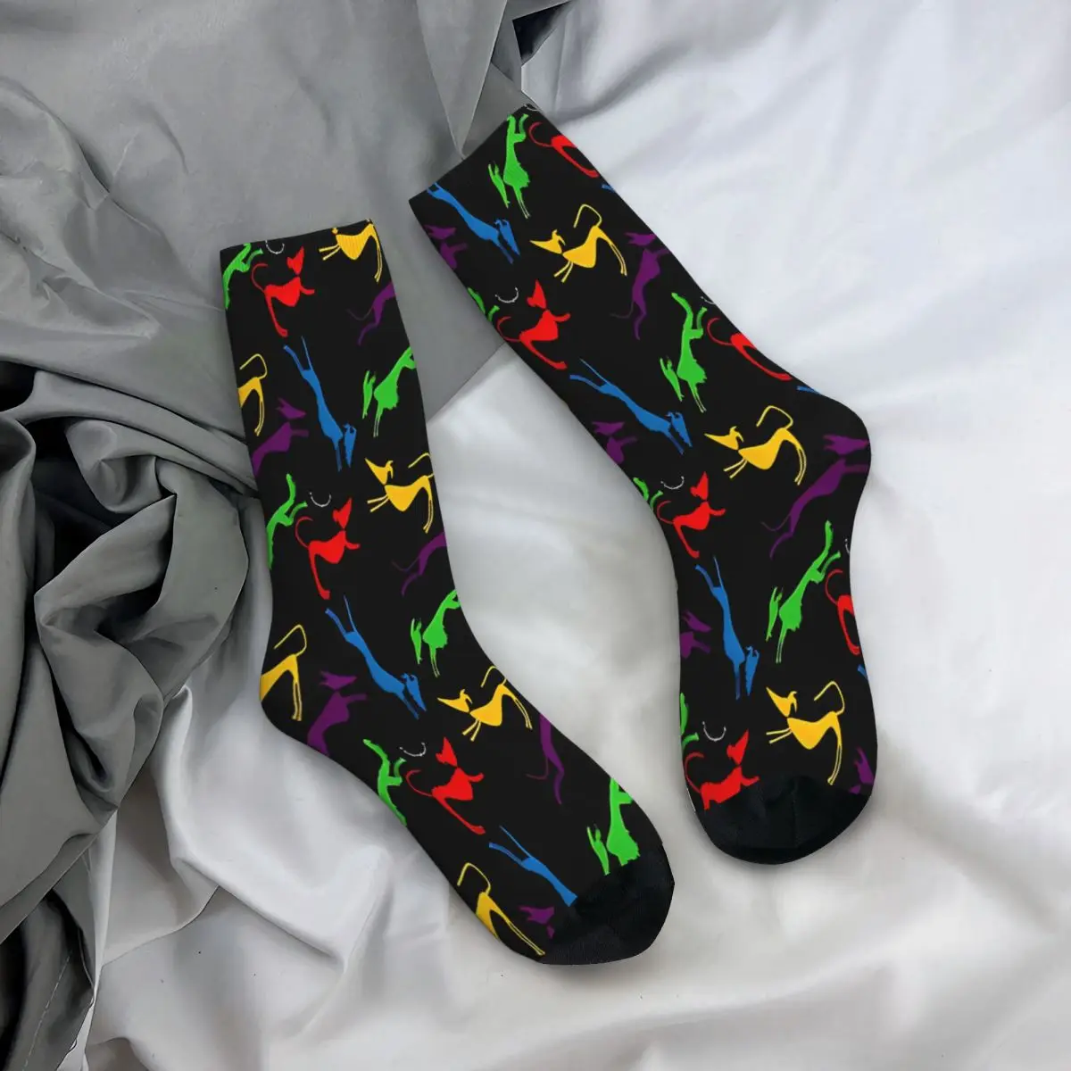 Regenbogen Silhouette Windhund Socken Männer Frauen glücklich Hund Liebhaber Tier Socken Hip Hop Frühling Sommer Winter Mittel rohr Socken