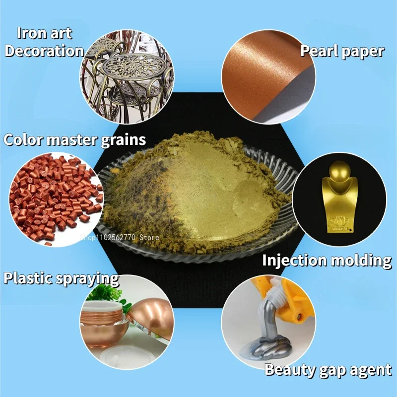 1000g Injection Molding Pearlescent Pigment Cyan Gold/Red Gold Powder Iron Art Decorative Eco-friendly Antioxidant Materials