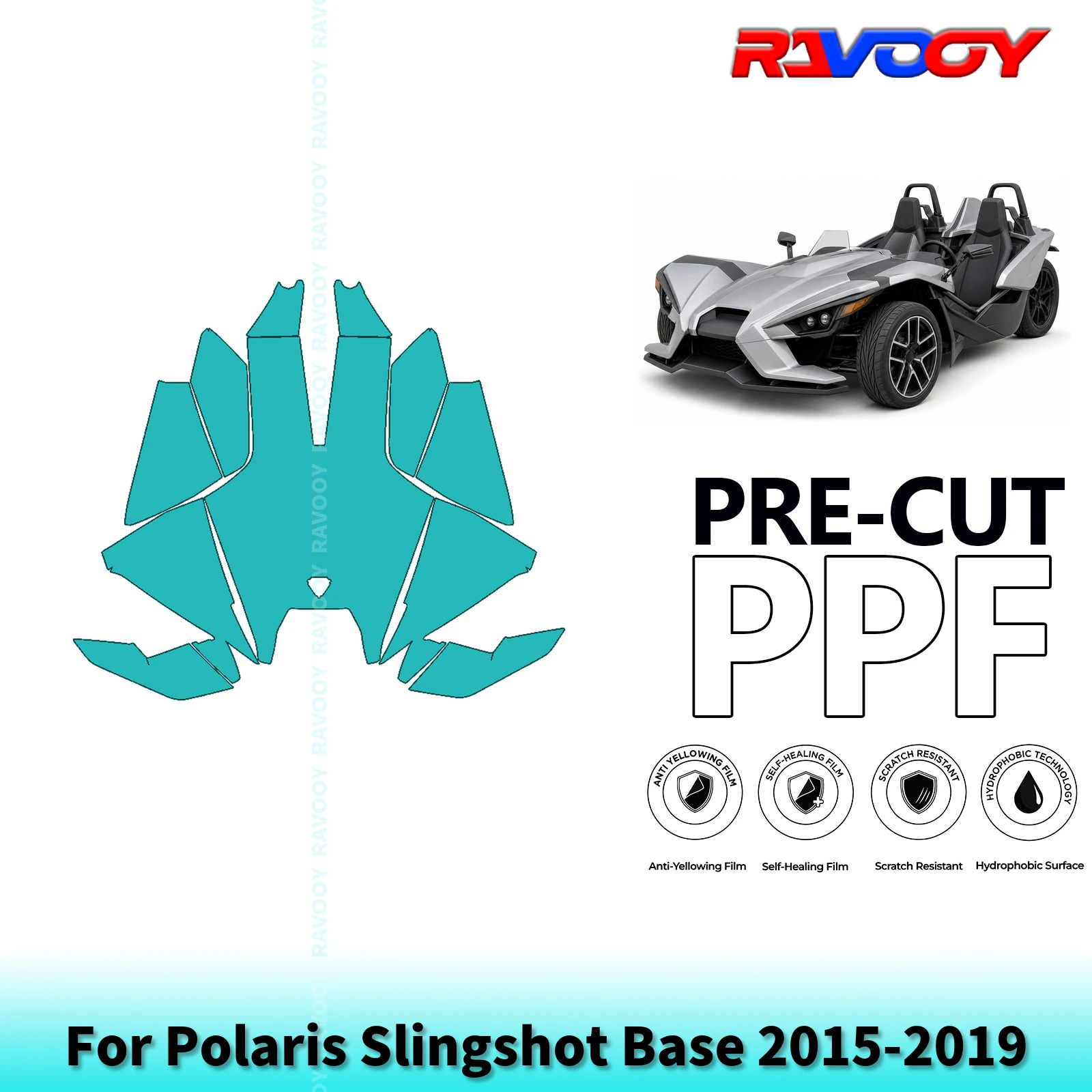 For Polaris Slingshot Base 2015-2019 Full Front 8.5Mil Pre-Cut Paint Protection Film PPF Clear Bra Kit Clear/Matte/Black Options