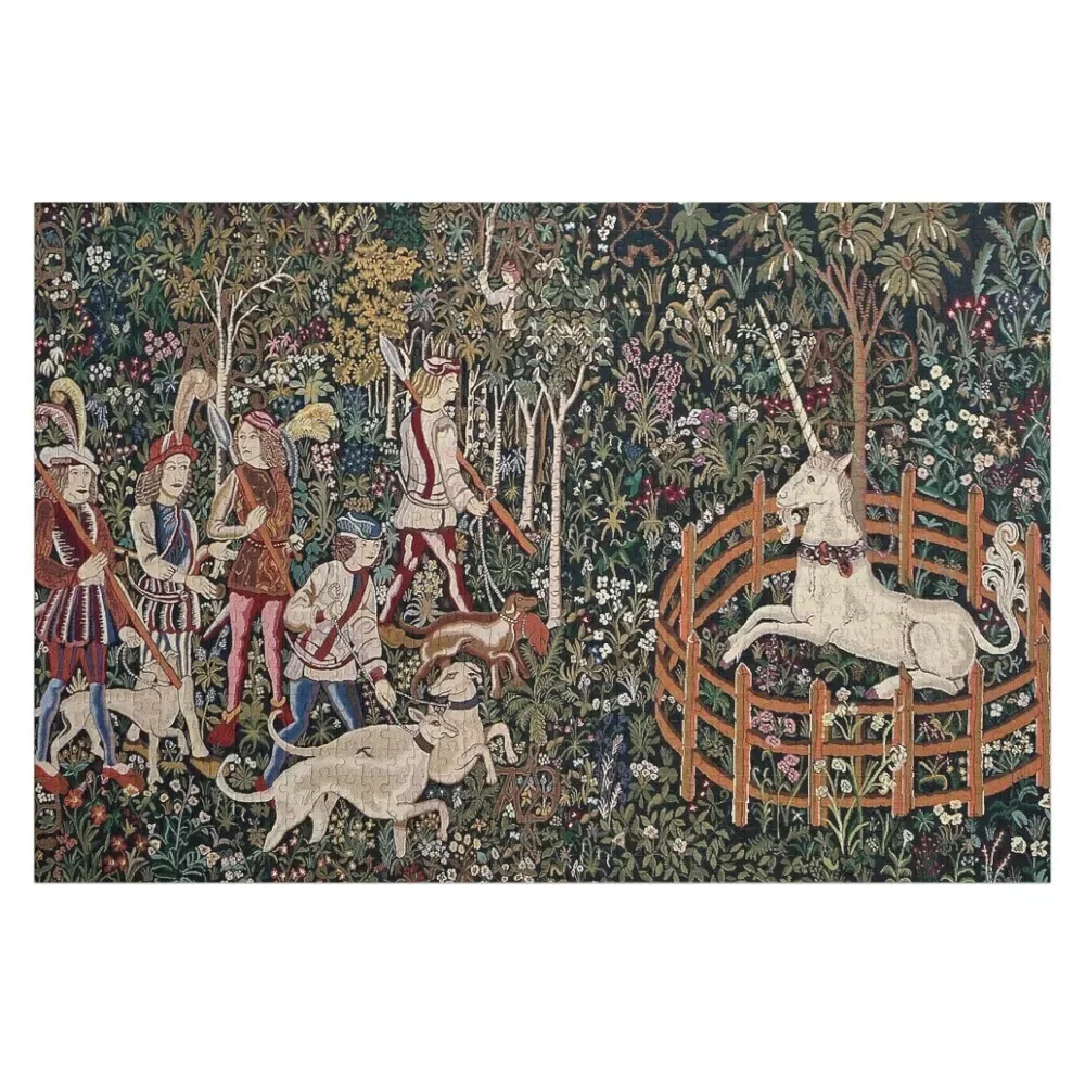 

Medieval Unicorn In Captivity / Hunt Midnight Floral Tapestry Jigsaw Puzzle Custom Wooden Name Wooden Boxes Puzzle