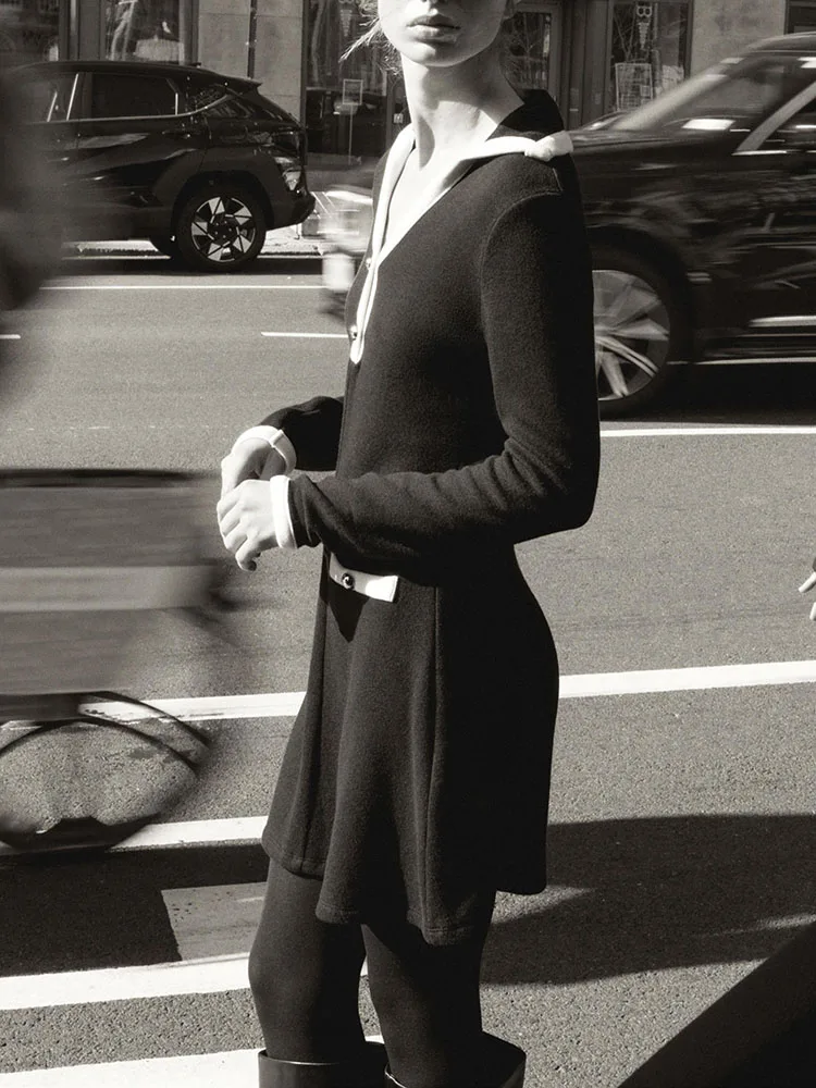 شتاء جديد وصول المرأة الدكتور إلي الحلو بدوره إلى أسفل طوق طويل Sve لينة ort الدكتور عالية الخصر ثوب مسائي