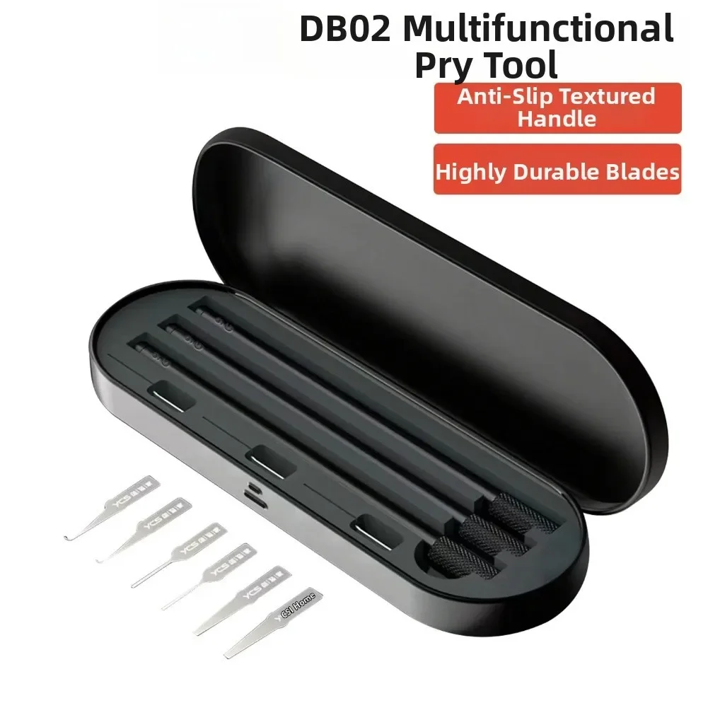 FOR DB02 Pry Tool Kit For Hard Drive IC CPU Chip Repair Removal Tasks Includes 3 Ergonomic Handles 6 Blades Sandpaper StorageBox
