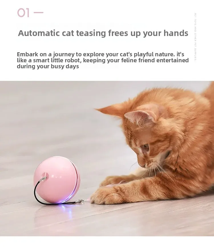 ZHAYA Smart Interactive Cat Ball Toy Automatic Rolling Electronic Pet Toy with Catnip USB Rechargeable Funny Kitten Exercise