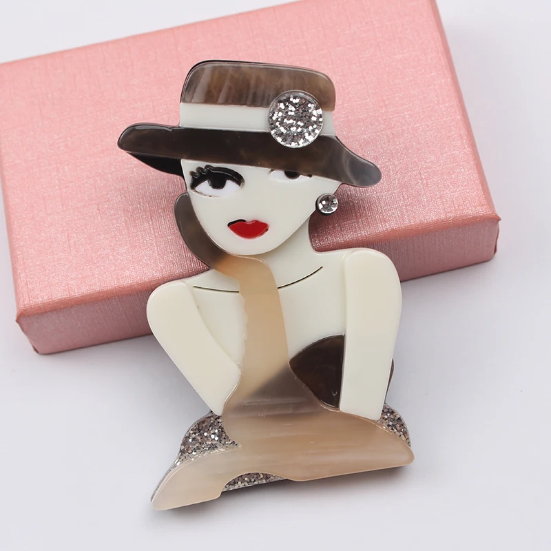 Luxury Girls Fashion Brooch Women\'s Acrylic Clothing Bag Badge Pins Accessories