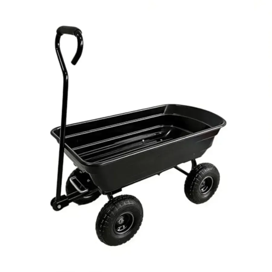Garden Dump Cart, Heavy Duty Outdoor Garden Wagon with Quick Release and 10-Inch Flat-Free All-Terrain Wheels, Utility Wagon fo