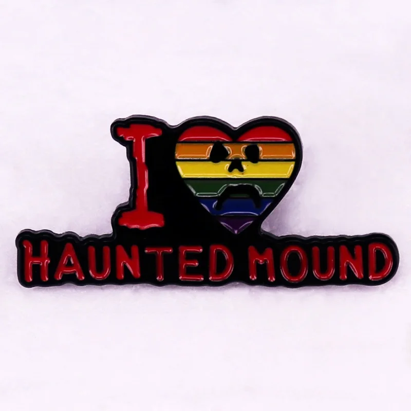 I love haunted mound badge Sematary Enamel Pin rainbow heart brooch gay LGBT Halloween jewelry Backpack Decorate