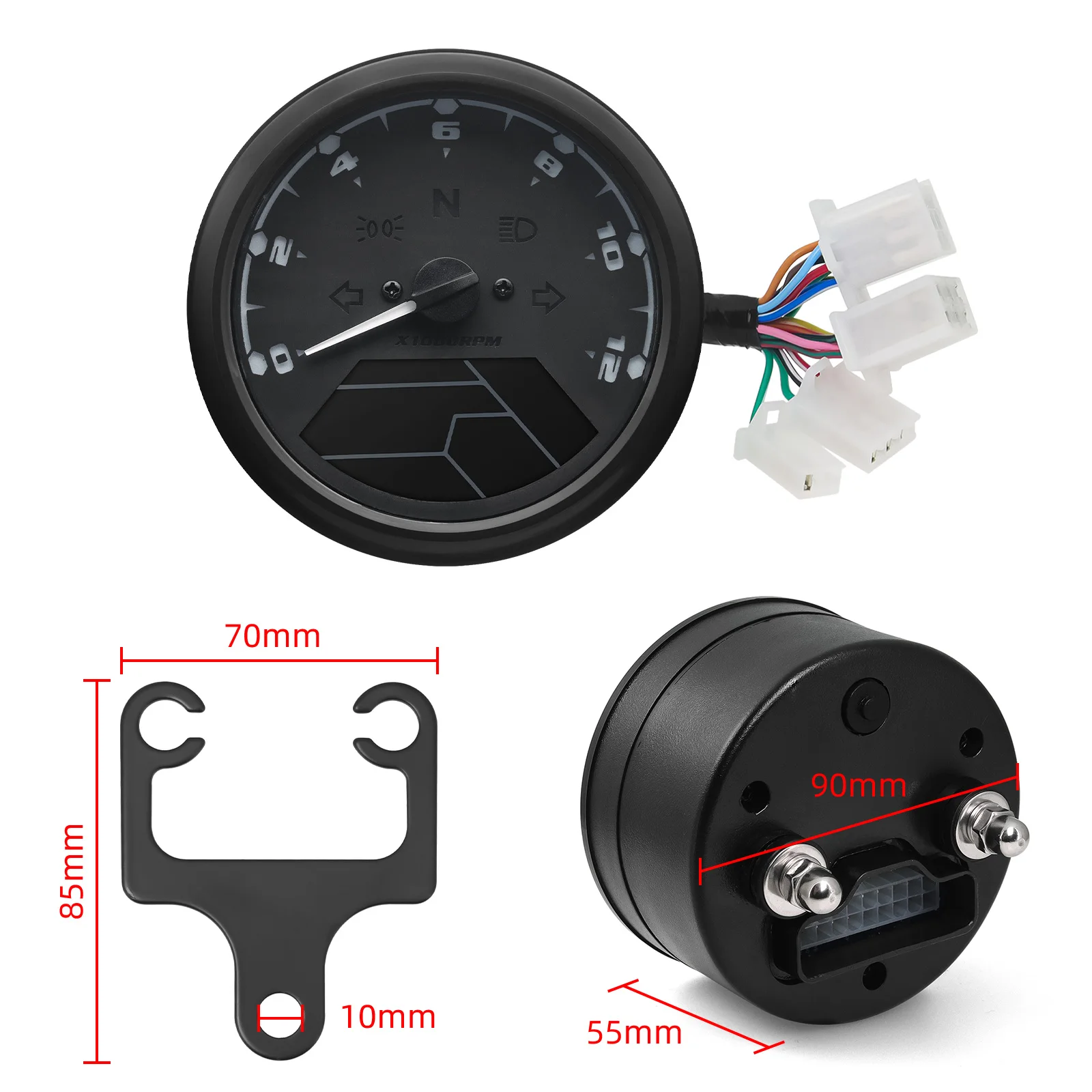 Misuratore di velocità per moto Misuratore da 12000 giri/min Contagiri digitale universale per pannello strumenti Indicatore LCD Quadrante per