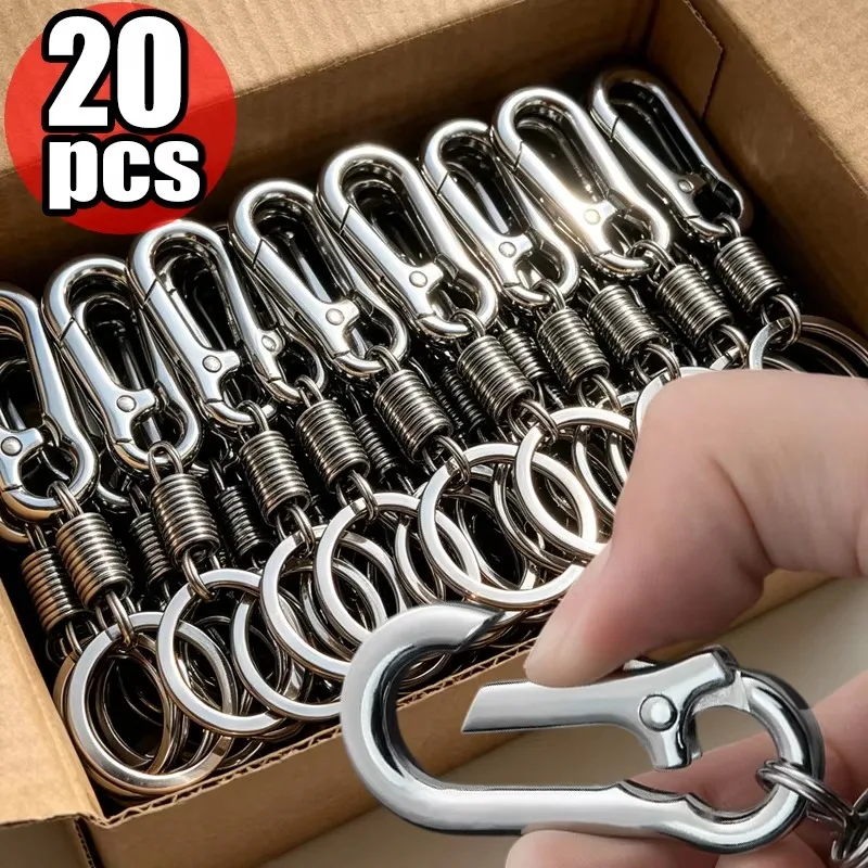 1-20pcs Climbing Hook Keychain Spring Alloy Carabiner Anti Lost Buckle Keyring Metal Men Car Bag Accessories Lightweight Keyring