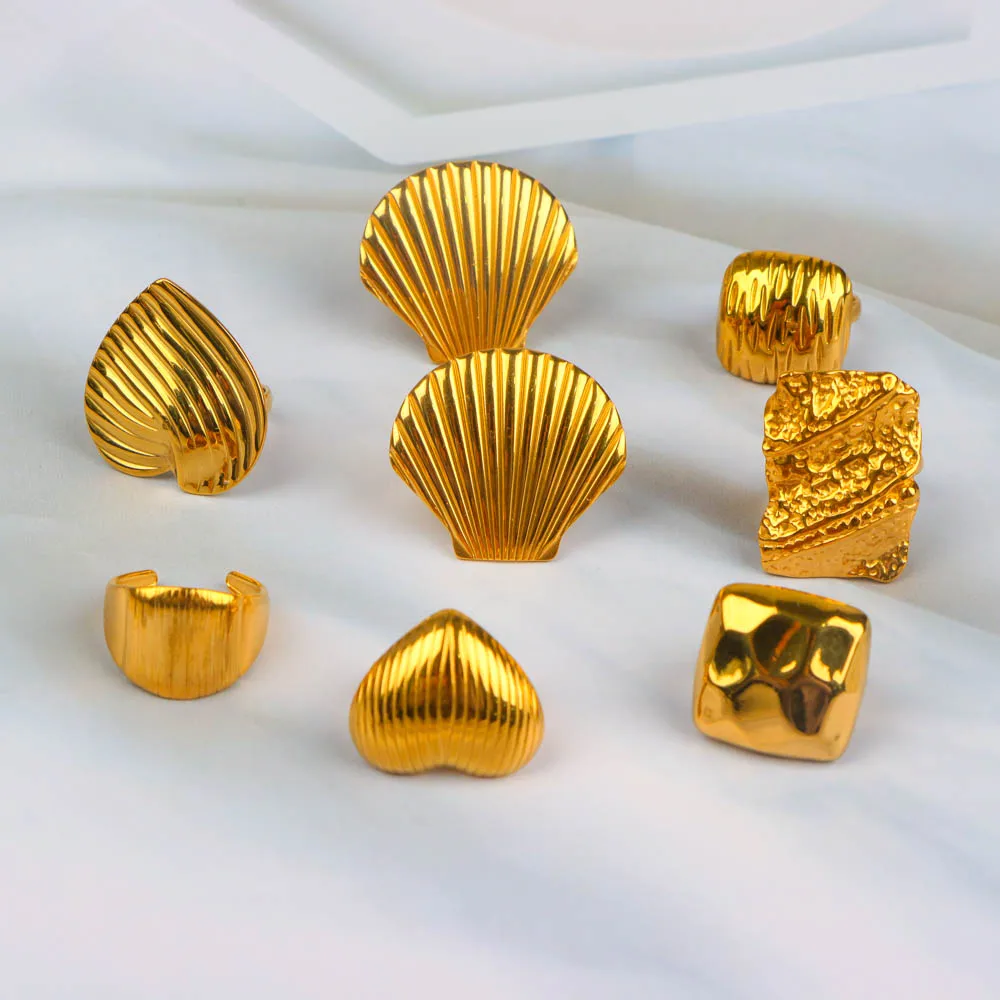 10Pcs/Lot Fashion Stainless Steel Large Flower Men Women Open Rings Daily Party Jewelry Gifts Randomly Shipped
