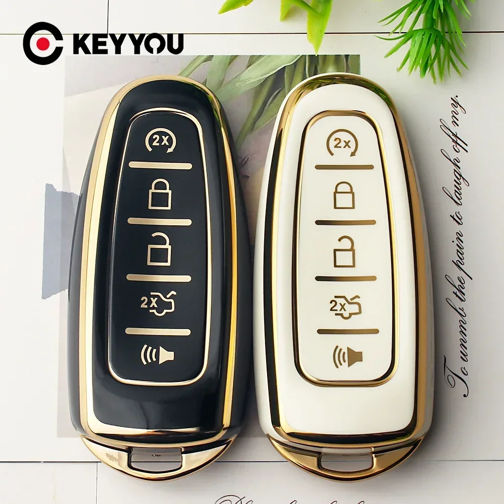 KEYYOU Für Ford Expedition C-Max Edge Explorer Titan Taurus Fokus Escape TPU Auto Fernbedienung Schlüssel Fall Abdeckung fob Halter Shell