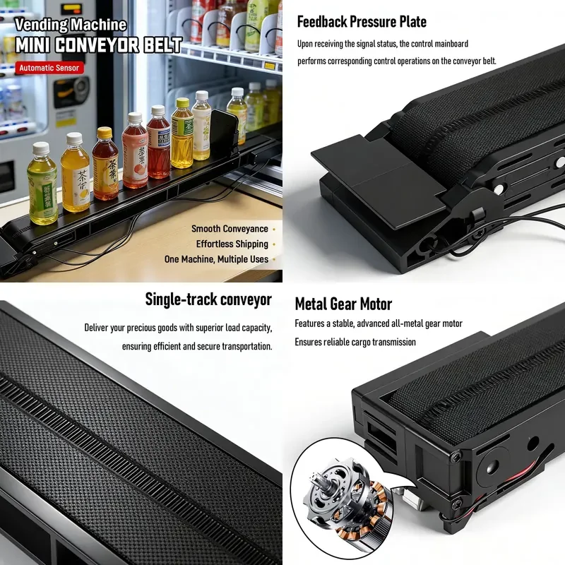Mini Conveyor Belt for Vending Machine Replacement Conveyor Belt Assembly for Bottles, Cans and Boxes Small Conveyor Belt