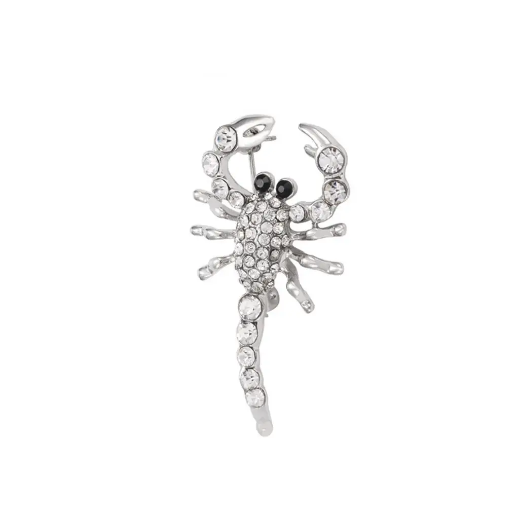 Novelty Silver Crystal Rhinestone Scorpion Pin Brooch Charms Jewelry Gift