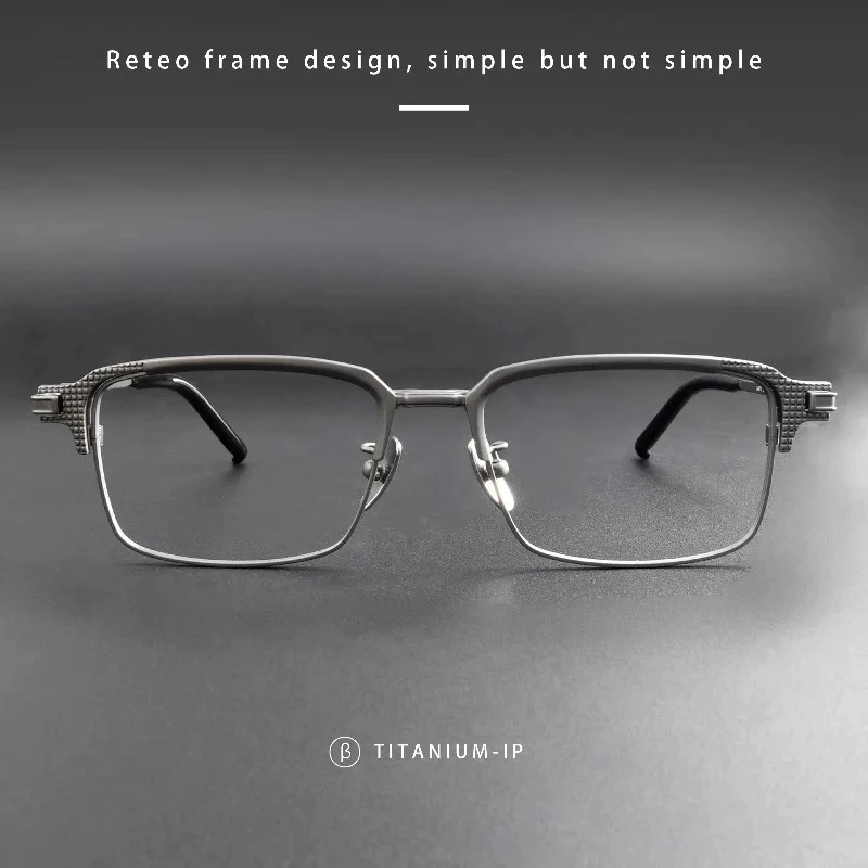 Blue Silver Texture Prescription Eyelasses Titanium&Acetate Glasses Frames Business FashionOffice Business Commute Casual Wear
