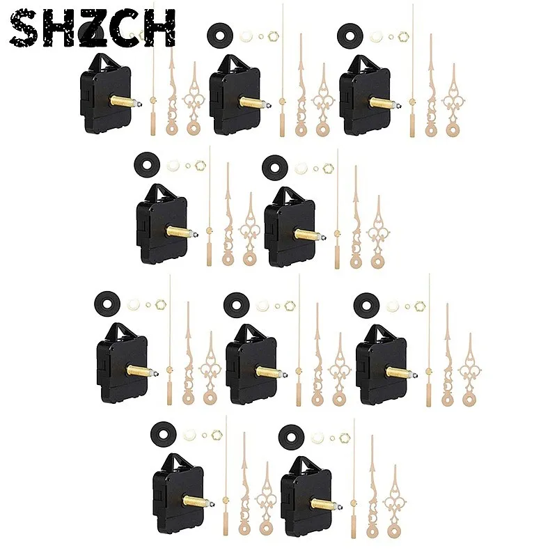 10Pcs 31mm Long Shaft Quartz Clock Movement Mechanism DIY Repair Kit with Hands
