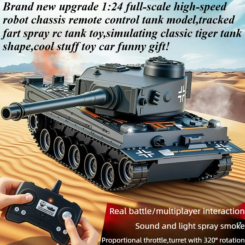 

Cool Stuff Toy Tank Funny Gift-1:24 Robot Chassis Rc Tank Model,Remote Control Car,Fart Spray Tanks,Toys for Boys,Rc Car Chassis