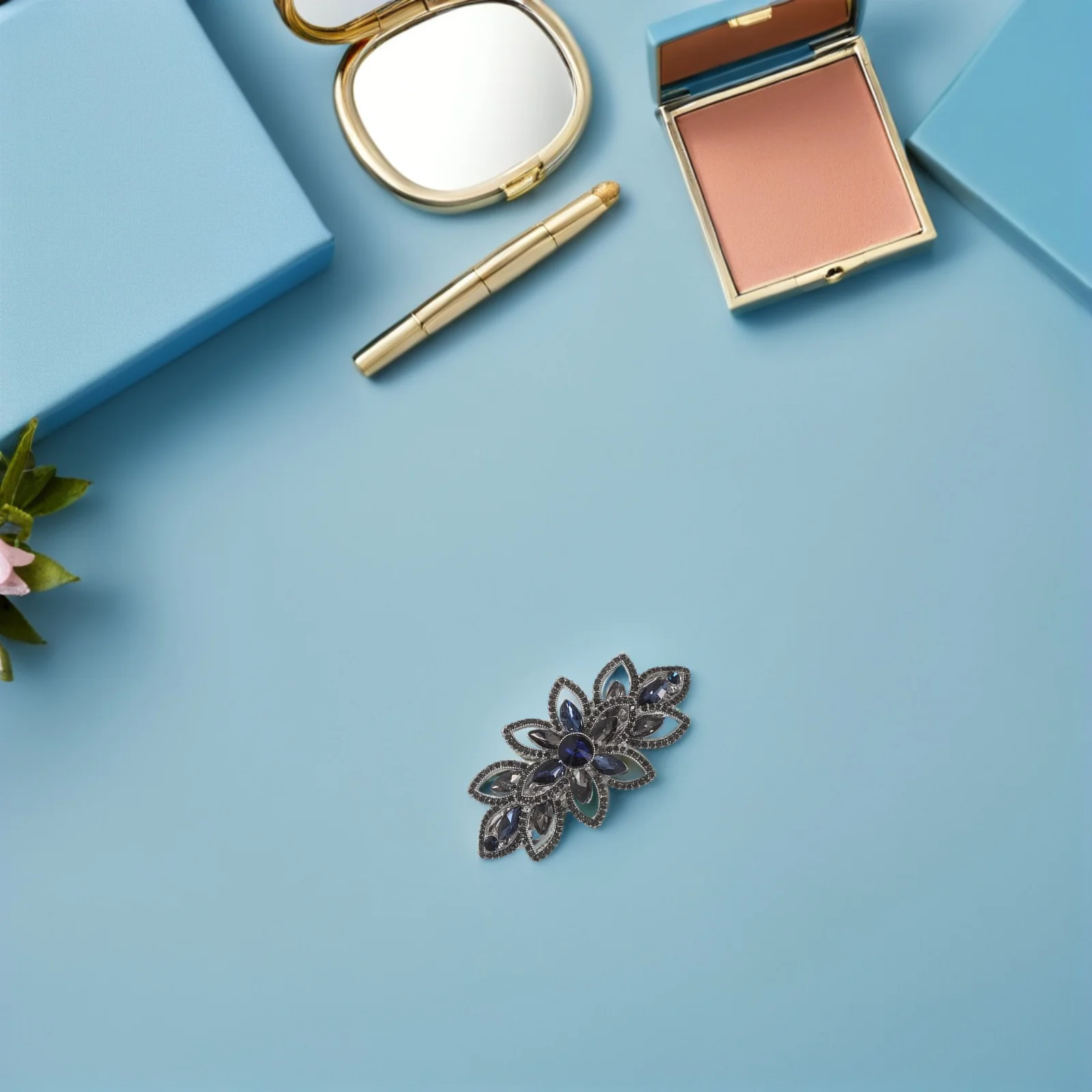 مشبك شعر أنيق على شكل زهرة من حجر الراين للنساء آلية ربيعية آمنة ومشابك معدنية متينة وإكسسوارات أنيقة للمناسبات الخاصة #2