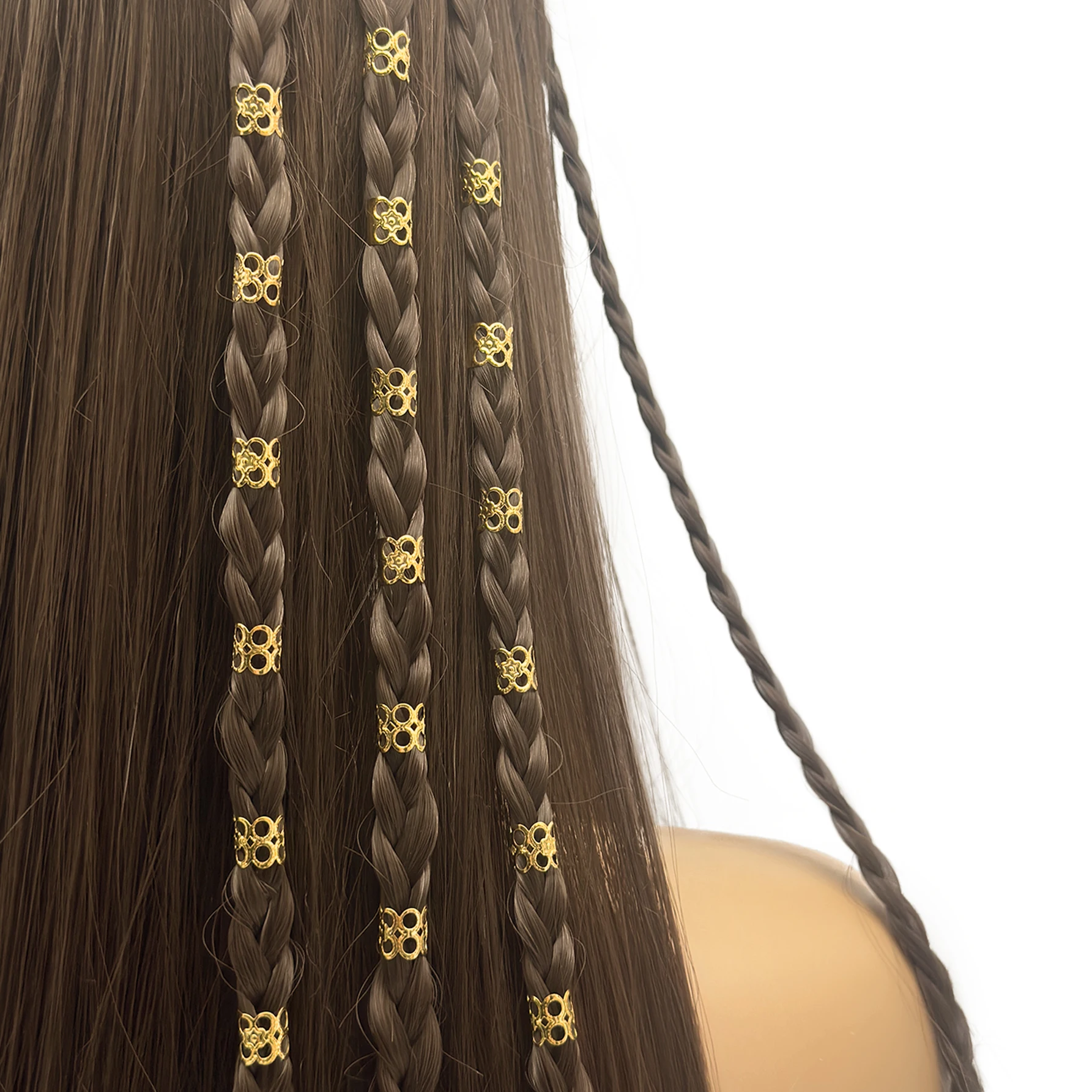 50PCS Gold Hair Cuffs Braids Jewelry Braid Clips Loc Dreadlock Accessories Metal Hair Rings Hair Decoration For Women And Girls