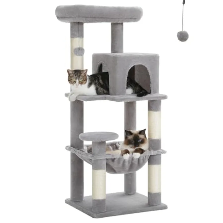 

45.7'' Cat Tree for Indoor Cats with Metal Frame Big Hammock Cat Tower for Small or Medium Cats with Cat Condo House with Scrat