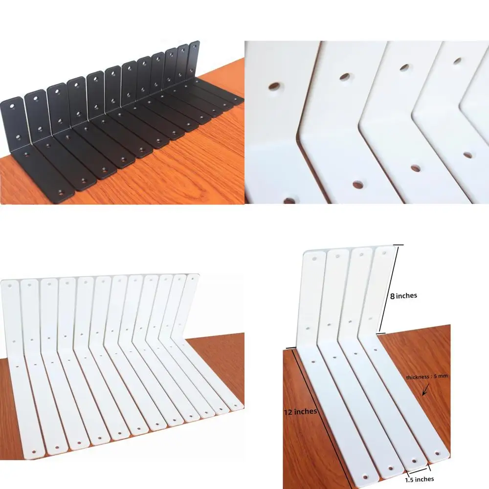 

Black Metal L-Shaped Shelf Brackets, 5mm Thick, 6x4x1.5 Inches, Iron Brackets for Floating Shelves, Strong Support