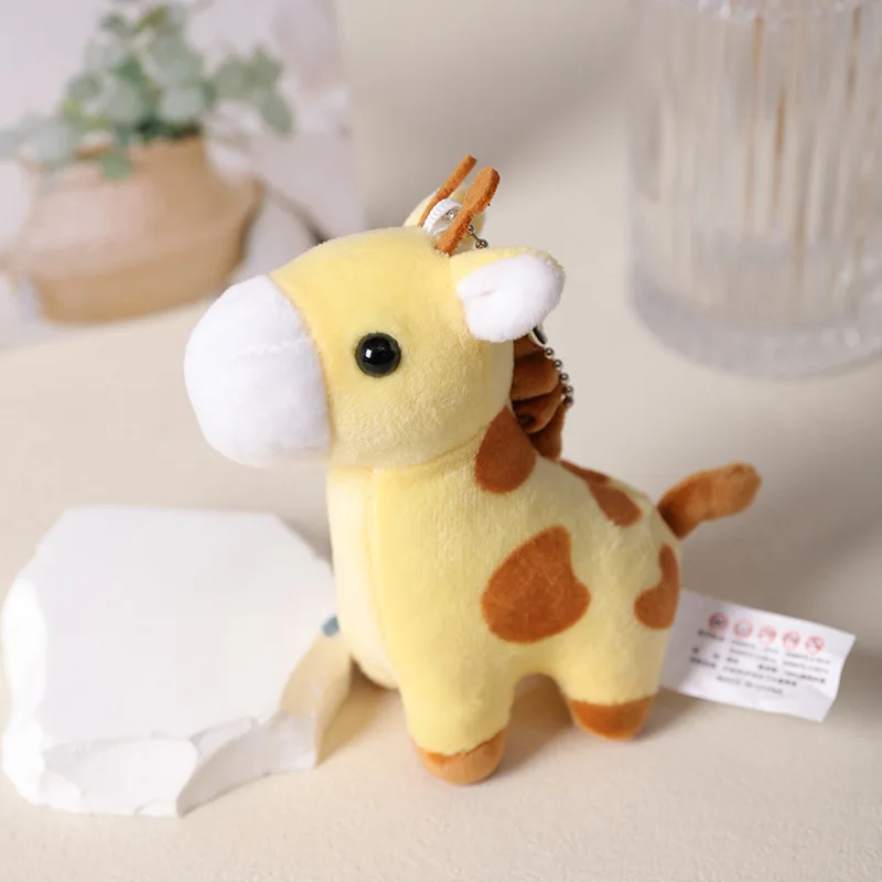 10cm Cute Cartoon Giraffe Yellow Stuffed Animals Plush Exclusive Design Backpack Pendant Key Chain Kawaii Birthday Gifts Friend