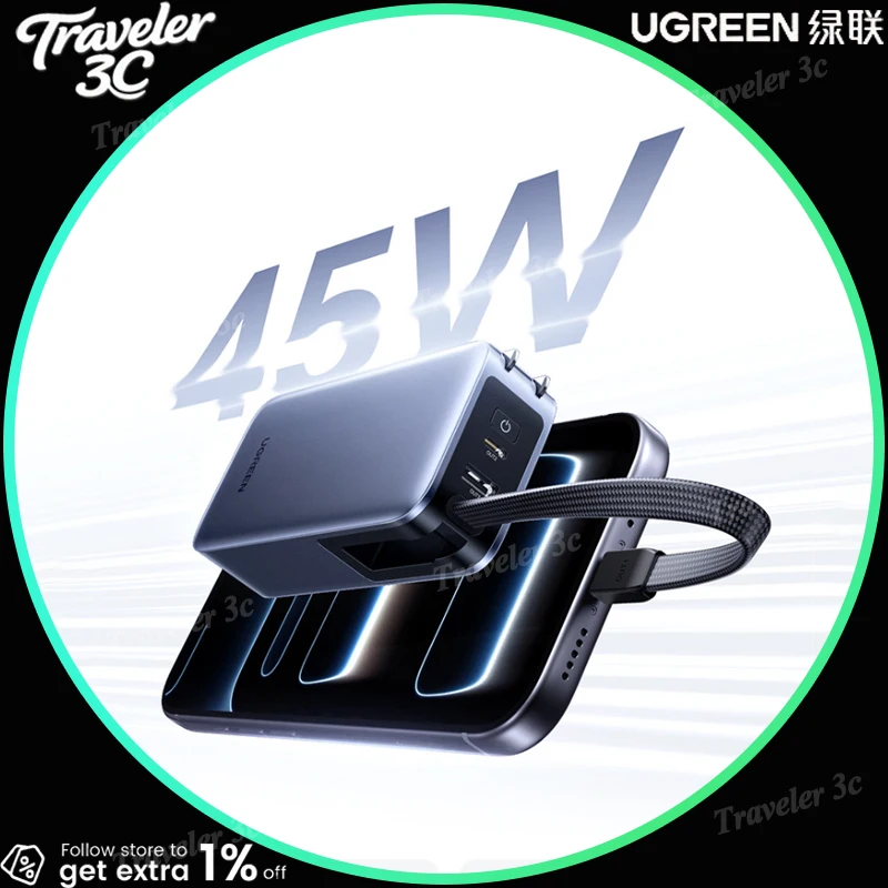 

Ugreen 5000mah 10000mah Three-in-one With plug Mobile PowerBank 20/22.5W 65W/45W Fast Charging Lightweight Power Bank Gift PC