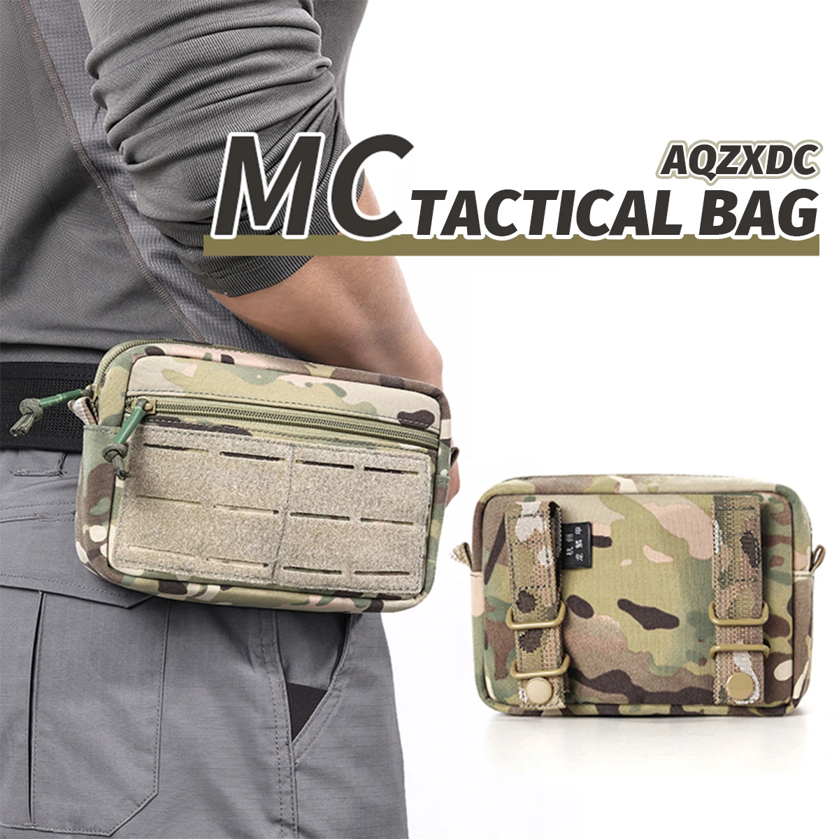 

MC Camouflage Tactical Waist Bag With Compartment Mesh Pockets Multi-Function Molle Tool Bag Outdoor Hunting Accessories Bag
