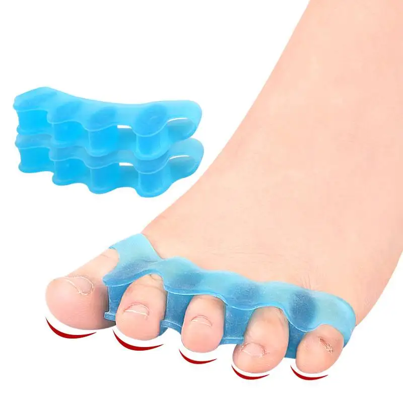 2Pcs = 1Pair 실리콘 발가락 분리기 Bunions 교정 및 발가락 스프레더 교정기 겹치는 발가락을위한 발 관리