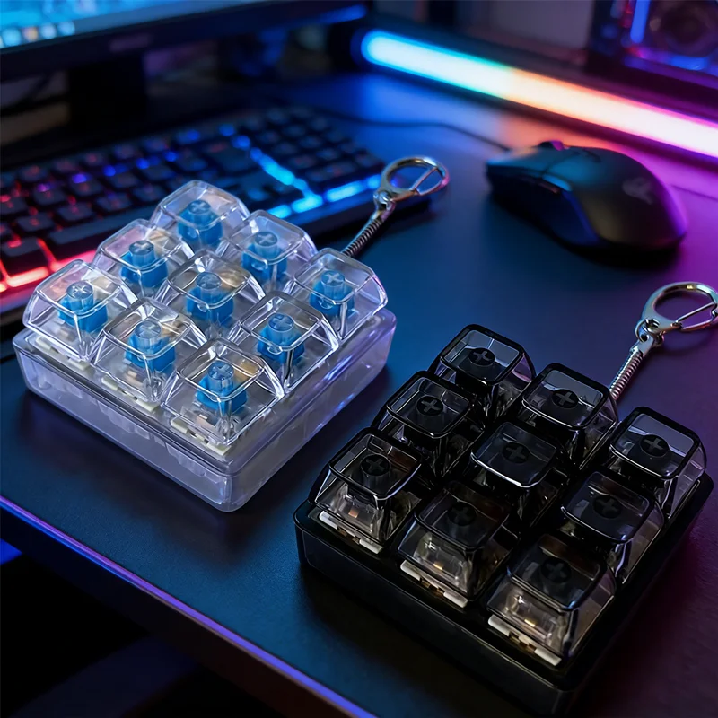 Tech-Themed Stress Reliever LED Mechanical Key Switch Tester (4/9 Keys) A Fun Fidget Toy Desk Decor or Conversation Starter Gift