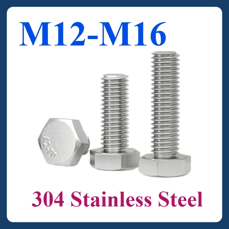 

M12 M14 M16 Large Specifications 304 Stainless Steel External Hex Fine Thread Screws Ideal for Automotive & Instrument Assembly