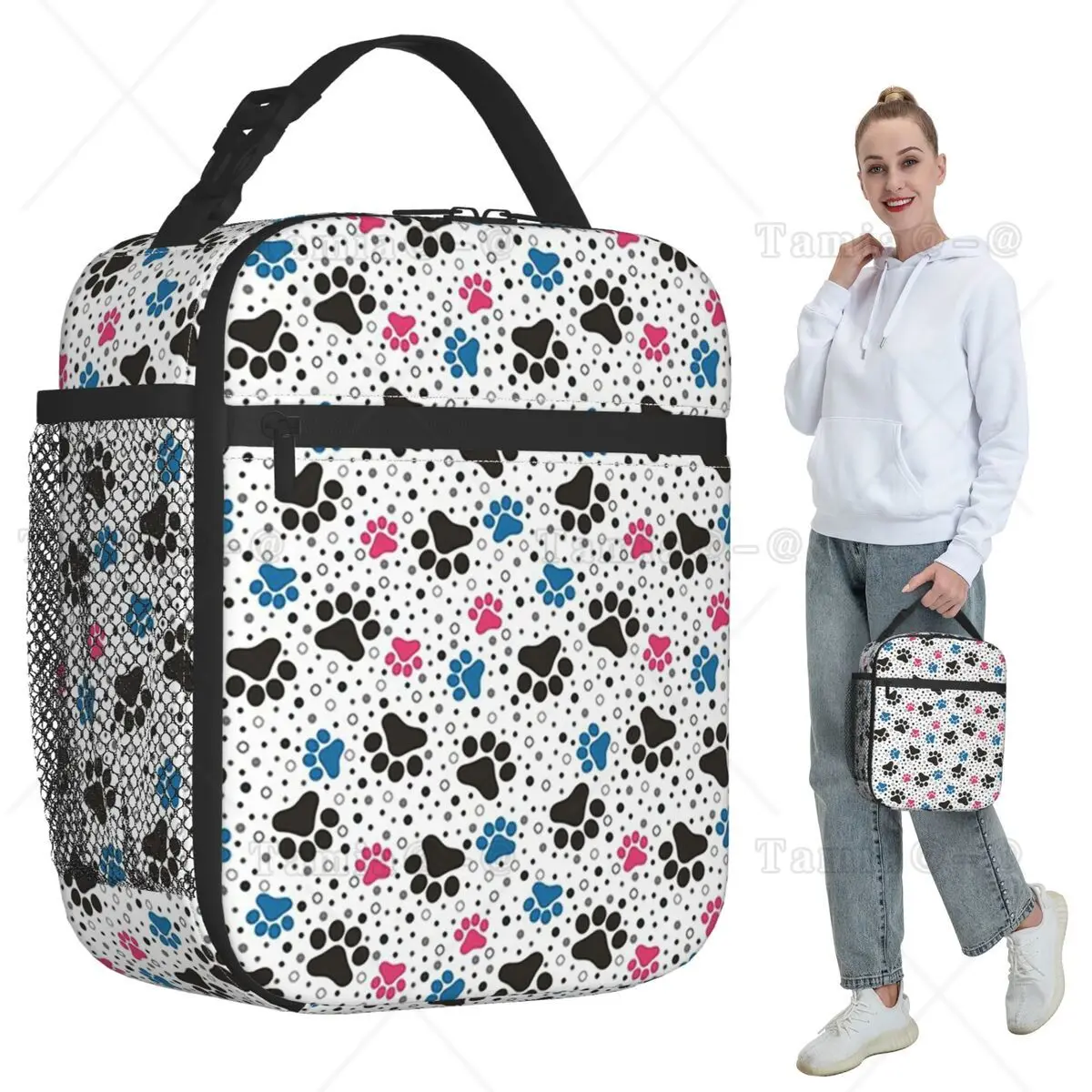 Cute Dog Paw Pattern Insulated Lunch Bag for Women Office Cooler Thermal Food Box Tote Portable Lunch Boxes Container