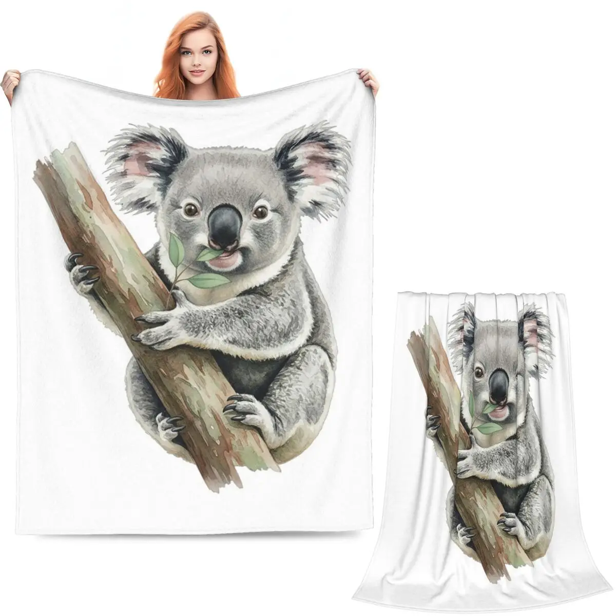Baby Koala Bear Hug A Branch Blanket Soft Warm Flannel Throw Blanket Bedspread for Bed Living room Picnic Travel Home Sofa