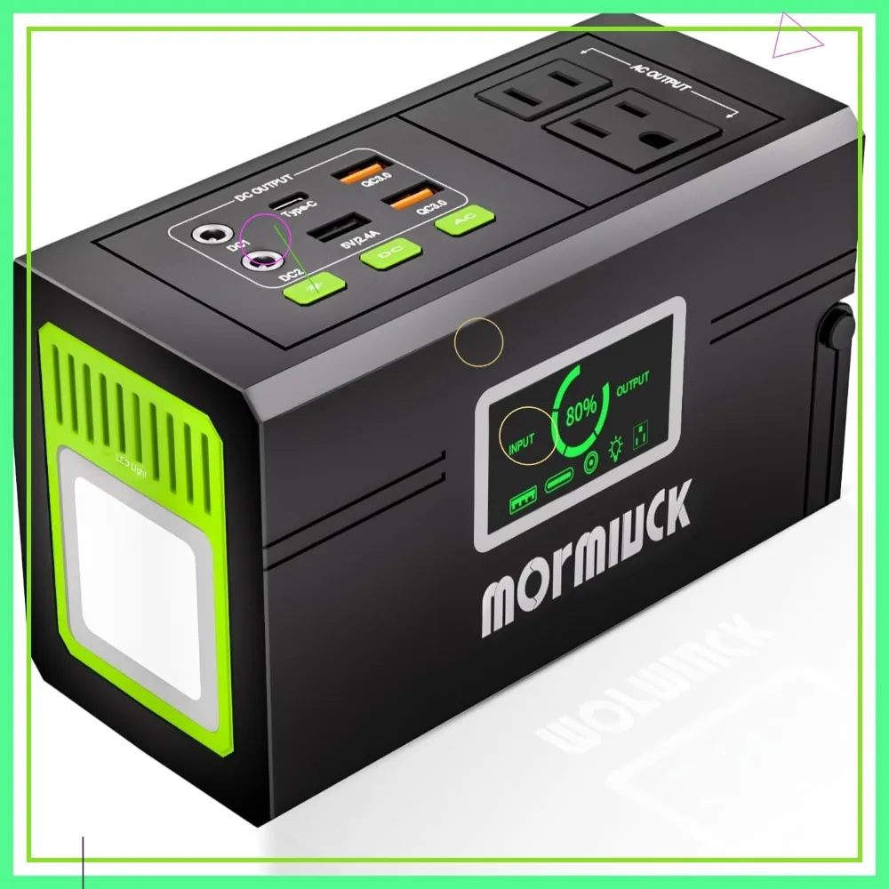 

Portable Power Station 127W, Solar Generator with 110V AC Outlet, Type-C & QC3.0 for Emergency Backup and Camping