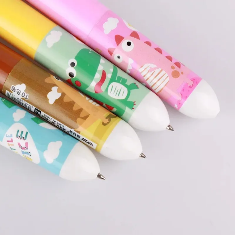 Wholesale Online Dinosaur Cartoon Ballpoint Pen 10-color Multicolor Ballpoint Pen Stationery