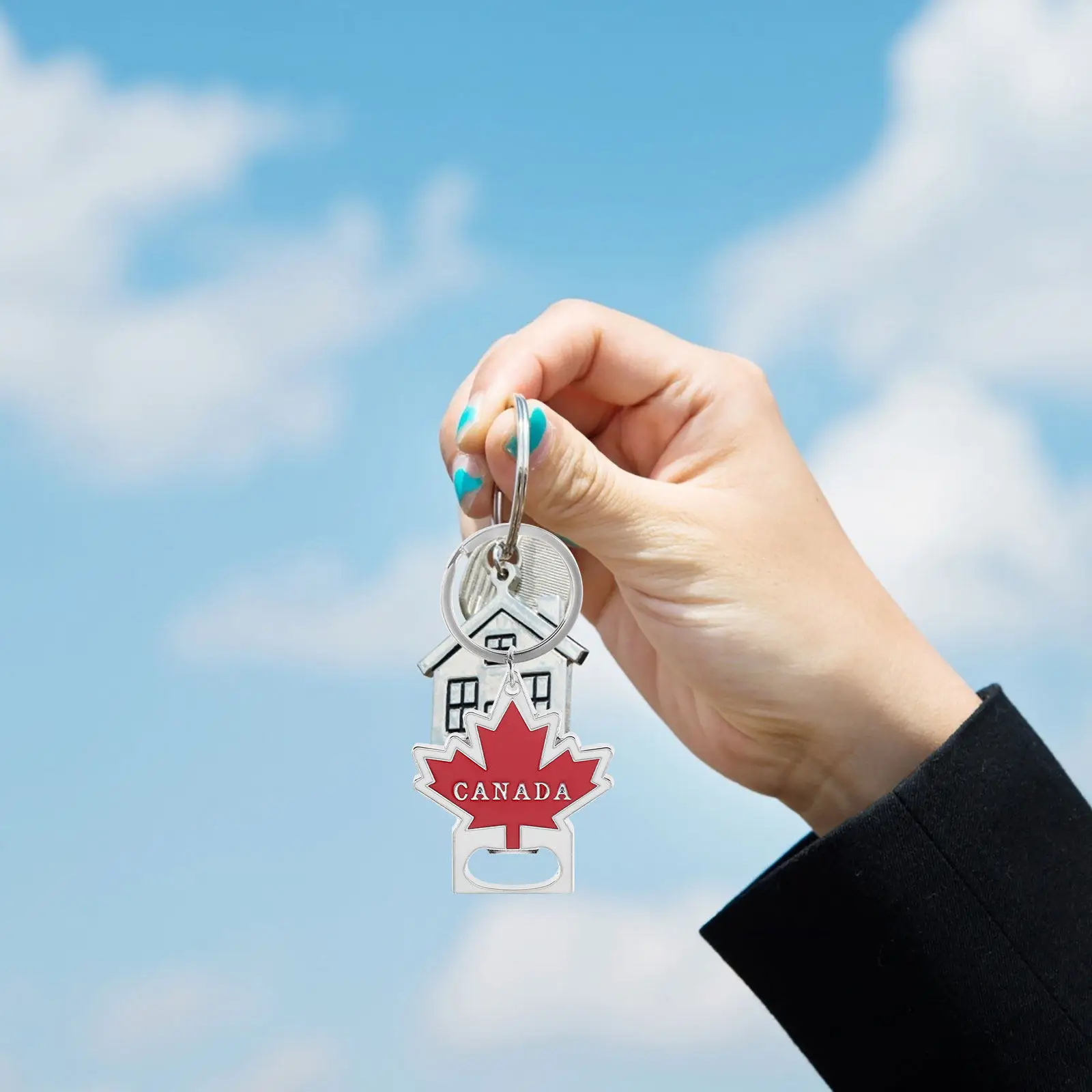 4Pcs Metal Canada Flag Bottle Opener Keychain Portable Travel Party Favors Souvenir Canadian Key Ring Canada Key Chain