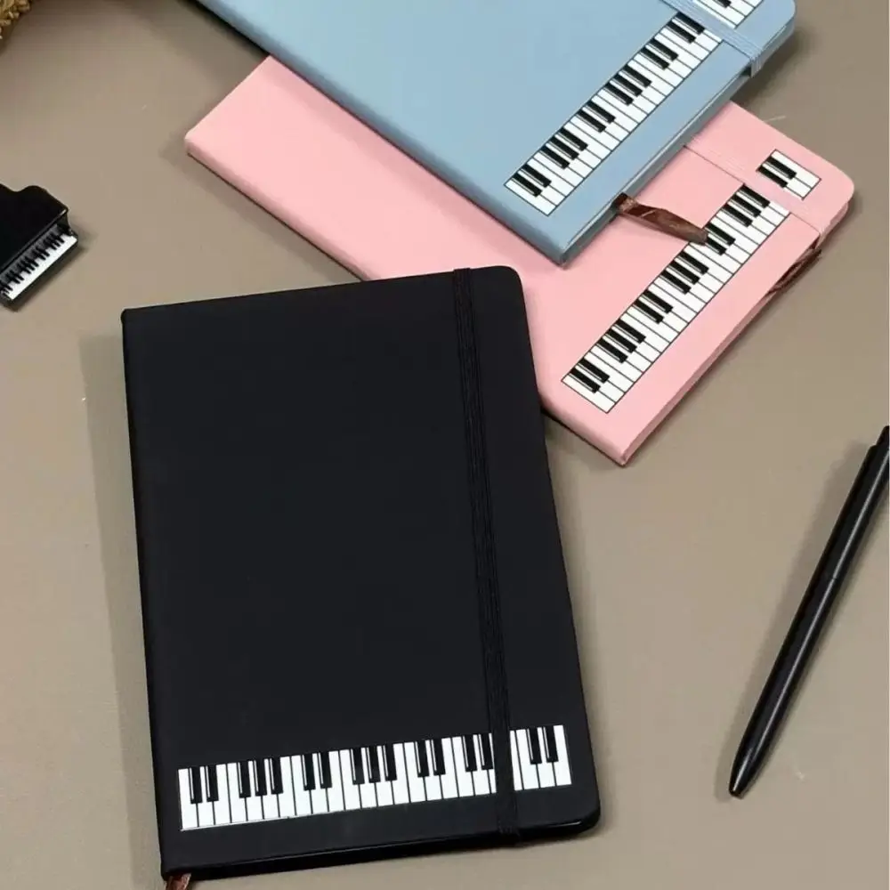 Gift PU Cover Piano Notebook Portable Smooth Writing Paper Music Journal Piano Design Multiuse Travel Notepad Students