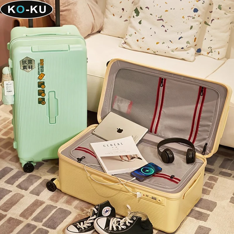 KO-KU 2024 New Luggage Female Large Capacity 30 Inch Thick Durable Trolley Case Male Students 26 Inch  TSA Lock Suitcase