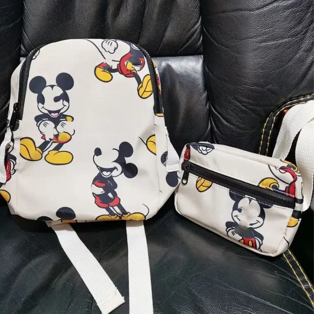 Disney-mochila Kawaii de Mickey Mouse para niñas, Mini mochila de viaje con estampado de lentejuelas, almacenamiento a la moda, para guardería